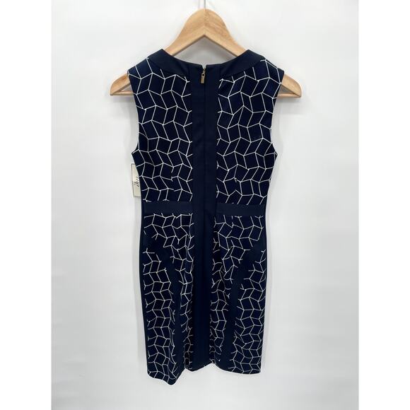 DONNA MORGAN NWT Navy Geometric Sleeveless Sheath Dress // 0 - Picture 9 of 10